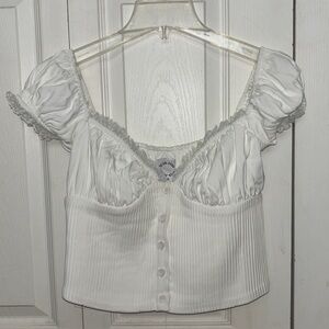 White Button-Up Crop Top